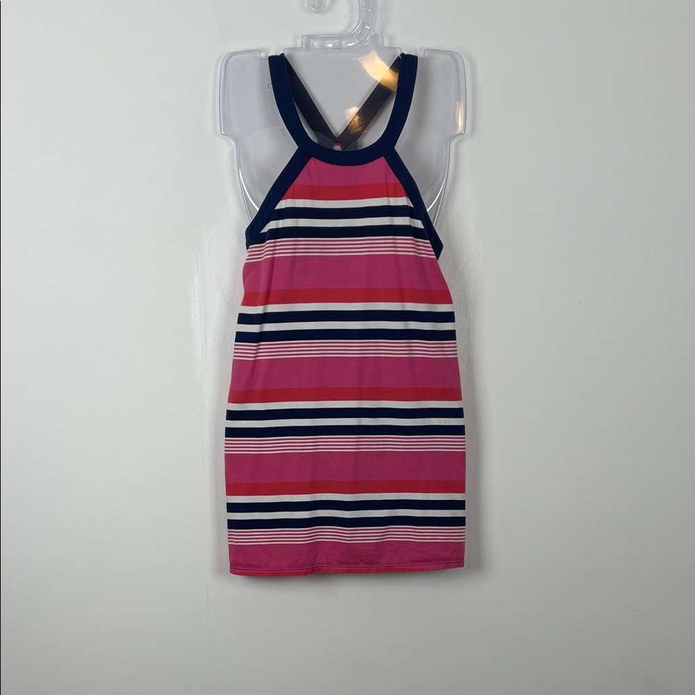 Kate Spade Multicolor Pullover Sleeveless Pink Navy Striped T Back Tank Top Med